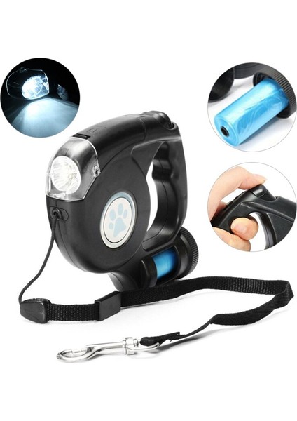 4.5 M Pet Köpek Tasma Led El Feneri Otomatik Geri Çekilebilir Köpek Tasma Kurşun Uzatılabilir Çekiş Halat Çöp Çantası İle Pet Malzemeleri | Tasmalar (Yurt Dışından)