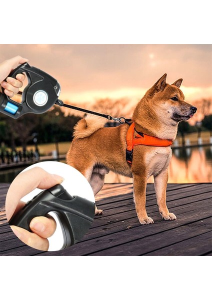 4.5 M Pet Köpek Tasma Led El Feneri Otomatik Geri Çekilebilir Köpek Tasma Kurşun Uzatılabilir Çekiş Halat Çöp Çantası İle Pet Malzemeleri | Tasmalar (Yurt Dışından)