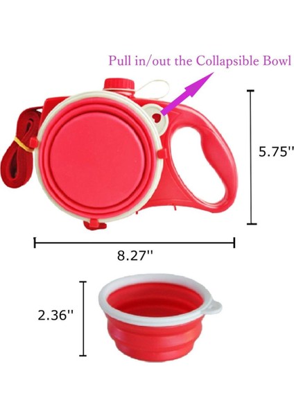 Geri Çekilebilir Köpek Tasma Naylon Katlanabilir Seyahat Kase Taşınabilir Yavru Su Şişesi Açık Yürüren Koşu Çekiş Halat Pet Malzemeleri | Tasmalar (Kırmızı) (Yurt Dışından) fiyatları