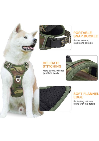 Taktik Büyük Orta Köpekler Için Çekme Koşum Dayanıklı Ağır Kamuflaj Yansıtıcı Pet Koşum Yelek Kontrol Kolu | Koşumlar (Yurt Dışından) fırsatları