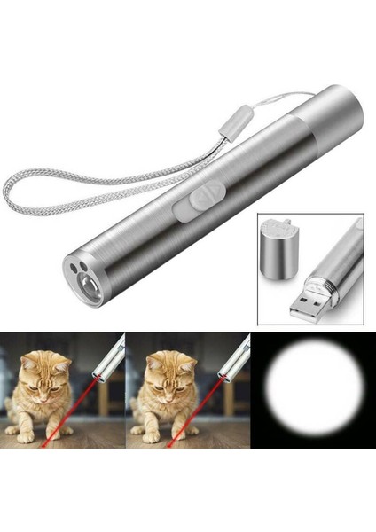 3 1 Şarj Edilebilir Kedi Lazer Pointer Oyuncak Usb Güç Kedi Eğitim Torch Uv Işıkları (Yurt Dışından)