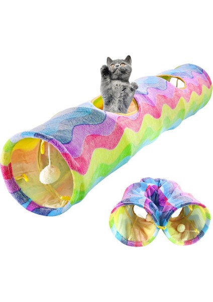 2 Delik Katlanabilir Pet Kedi Tünel Oyuncaklar Yavru Tavşan Kapalı Açık Asılı Topu Eğitim Oyuncaklar Tünel Tüpler Kedi Malzemeleri Oynamak | Kedi Oyuncakları (Yurt Dışından) fiyatları