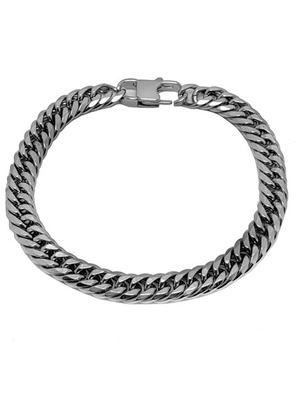 8 Mm. 20,5 Cm. Gri Çelik Erkek Bileklik ER11