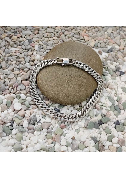 8 Mm. 20,5 Cm. Gri Çelik Erkek Bileklik ER11 fiyatları