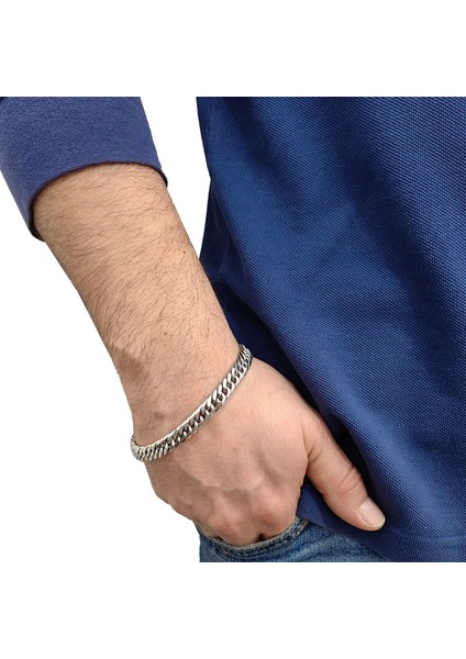 8 Mm. 20,5 Cm. Gri Çelik Erkek Bileklik ER11 modelleri