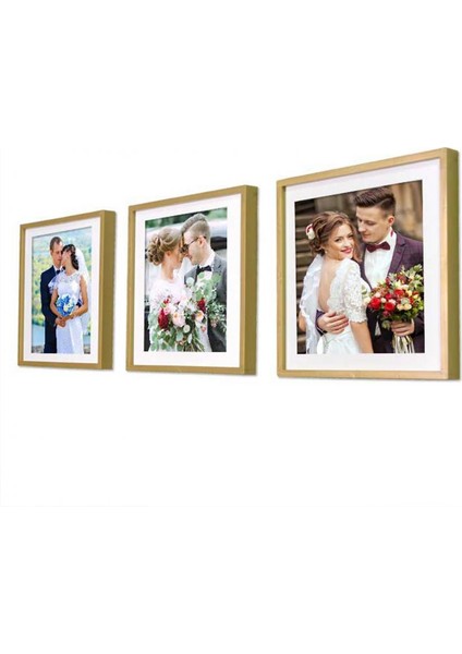 Kişiye Özel Fotoğraf Baskılı Yapışan Sök Tak Kare Çerçeve - Gold 3'lü Paket fiyatları