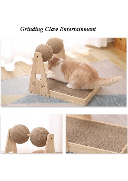 Kedi Scratcher Post Katı Ahşap Sisal Top Turntable Pençeleri Kedi Oyuncaklar Interaktif Kitten Scratch Board | Mobilya Ve Çizikler (Yurt Dışından)