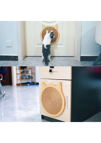 Masif Ahşap Kedi Kafası Scratcher El Dokuma Sisal Dayanıklı Kedi Oyuncak Malzemeleri (Yurt Dışından)