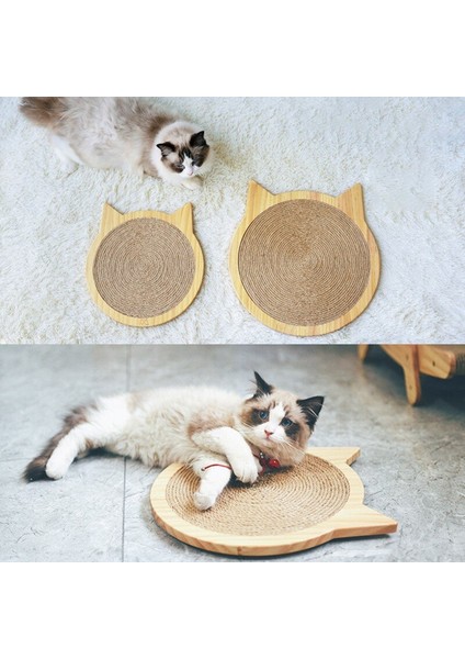 Masif Ahşap Kedi Kafası Scratcher El Dokuma Sisal Dayanıklı Kedi Oyuncak Malzemeleri (Yurt Dışından)