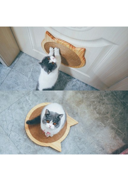 Masif Ahşap Kedi Kafası Scratcher El Dokuma Sisal Dayanıklı Kedi Oyuncak Malzemeleri (Yurt Dışından)