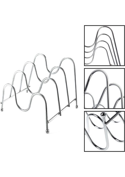 Üç Katmanlı Metal Pot Kapağı Raf Kesme Tahtası Raf Çanak Tutucu Mutfak Organizatörü | Raflar ve sahipler (Gümüş) (Yurt Dışından)