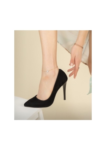 Kadın Siyah Süet Ince Yüksek Topuklu 8-9 cm Sivri Burun Stiletto Günlük Ayakkabı modelleri