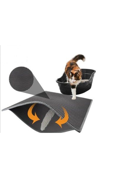 Çift Katmanlı Kedi Çöp Mat Kedi Çöp Tuzak Mat Idrar Lekesi Ve Su Geçirmez Malzeme Dispersiyon Kontrolü Yıkanabilir Kolay Temiz | Litter Houshreaking (Yurt Dışından)