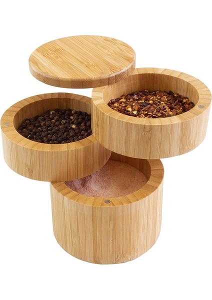 Bambu Üçlü Tuz Kutusu, Ahşap Kutu,(Yurt Dışından)