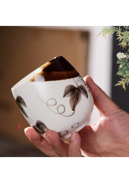 1 Adet Çin Seramik Çay Kupası Beyaz Porselen Kung Fu Cups Çömlekçilik Kolu ile Drinkware Şarap Kahve Kupa Teacup | Teacups (Yurt Dışından)