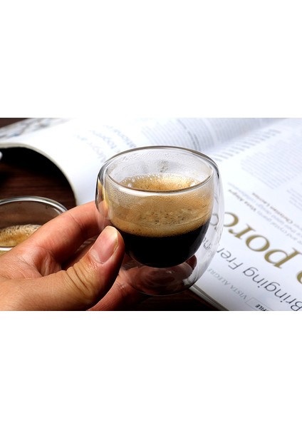 2 Adet 80 ml Çift Duvar Yalıtımlı Cam Kahve Fincanı Kahve, Latte, Espresso Kupası Veya Çay Içme Kupası Çay Kupası Içmek Için Set | Teacups (Yurt Dışından)
