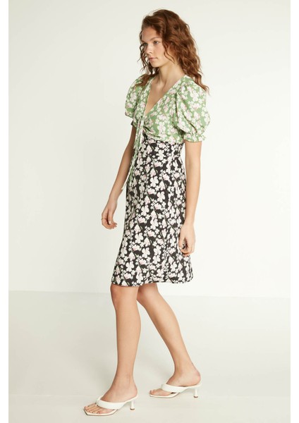 Garnili Çiçek Desen Elbise modelleri