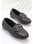 Siyah Baskı Detaylı Kadın Loafer Ayakkabı K015421664 1