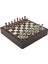 Gifthome Büyük Boy Metal Klasik Satranç Tk. Antik ve Ceviz Desenli Sandıklı Mdf TAHTASI(36X36 Cm.) 2