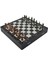Gifthome Orta Boy Metal Ingiliz Satranç Takımı Antik ve Mermer Desenli Sandıklı Mdf Tahtası (36X36X6 Cm.) 4
