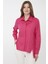 Kadın Kenarları Düğmeli Koton Gömlek Fuşya 1