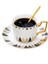 Basit Çift Kahve Fincanı Tabağı Seti Yaratıcı Çiçek Çay Kupası Altın Jant Seramik Çay Bardağı Evin Ikrandalı Çay Kaşıkla | Teacup tabak Setleri (Yurt Dışından) 1