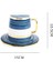 Kahve Kupası ve Kapak Kaşıkla Set Blue Phnom Penh Su Eşyaları Nordic Seramik Kupa Tatil Düğün Hediyeleri Home Mutfak Drinkware | Kupalar (Yurt Dışından) 1