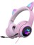 Kablolu Kulaklık Rgb Işık Oyun Kulaklıklar Pc Çocuklar Hediye Gürültü Azaltma Pembe (Yurt Dışından) 1
