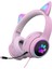 Kablolu Kulaklık Rgb Işık Oyun Kulaklıklar Pc Çocuklar Hediye Gürültü Azaltma Pembe (Yurt Dışından) 2