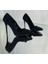 Kadın Siyah Süet Ince Yüksek Topuklu 8-9 cm Sivri Burun Stiletto Günlük Ayakkabı 5