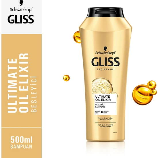 Gliss Ultimate Oil Elixir Besleyici Şampuan - Aminoasit ve Argan Yağı ile 500 ml
