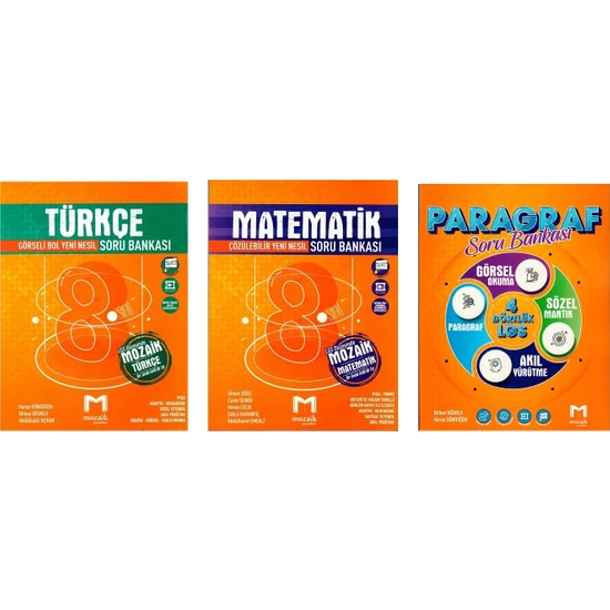 Mozaik Yayınları 8. Sınıf Soru Bankası Türkçe & Matematik & Paragraf