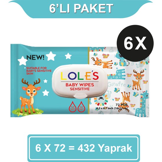 Lole's Sensitive Bebek Islak Mendil 6X72 432 Yaprak