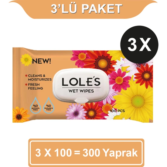 Lole's Genel Kullanım Islak Mendil 3X100 Adet 300 Yaprak