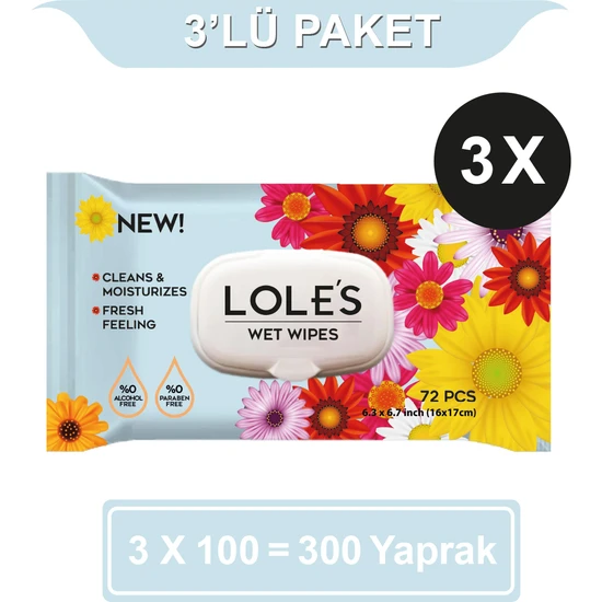 Lole's Genel Kullanım Islak Mendil 3X72 Adet 216 Yaprak