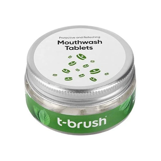 T-Brush Koruyucu ve Ferahlatıcı Ağız Çalkalama Tableti - Florürsüz- Alkolsüz - Vegan - 75 tablet