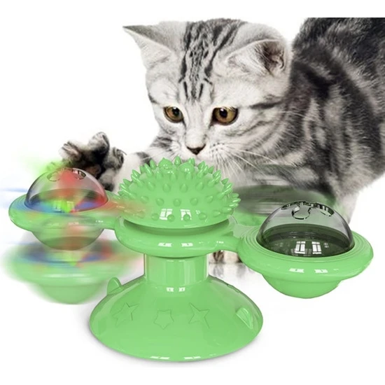 Three Beans Pet Köpek Kedi Oyuncak Döndürme Fırıldak Diş Fırçası Catnip İle Döner Turntable Alay Tırmanma Gıdıklama Topu Bulmaca Oyuncak Pet Ürünleri | Kedi Oyuncakları (Yeşil) (Yurt Dışından)