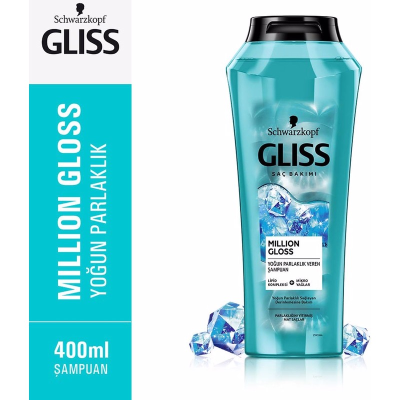 Gliss Million Gloss Yoğun Parlaklık veren Şampuan - Lipid Kompleksi ve Mikro Yağlar ile 400 ml