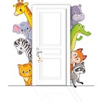 Sticker Sepetim Sevimli Safari Hayvanlar Çocuk Odası Kapı Kenarı Dolap Duvar Sticker