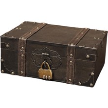 Lanfan Ahşap Vintage Hazine Göğüs Ahşap Mücevherat Saklama Kutusu Kasa Organizatör 2702GREY (Yurt Dışından)