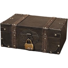 Lanfan Ahşap Vintage Hazine Göğüs Ahşap Mücevherat Saklama Kutusu Kasa Organizatör 2702GREY (Yurt Dışından)