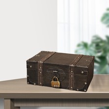 Lanfan Ahşap Vintage Hazine Göğüs Ahşap Mücevherat Saklama Kutusu Kasa Organizatör 2702GREY (Yurt Dışından)