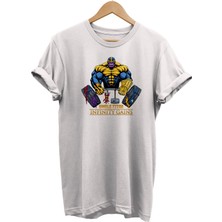 Remonz Avengers Thanos Gym Baskılı %100 Pamuk Oversize T-Shirt Büyük Beden Tişört