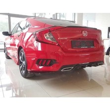 ÇMK Honda Civic Fc5 2016-2021 Arka Sis 3 Çizgi Kırmızı Parlak Siyah