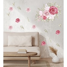 Sticker Sepetim Duvar Sticker Set - Gül ve Yapraklar