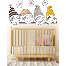 Sticker Sepetim Çocuk Odası Kapı Kenarı Dolap Duvar ve Çok Amaçlı Sticker Sevimli Kedicikler