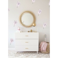 Sticker Sepetim Mini Papatya Lila Çizgisel Duvar Sticker Set
