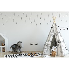 Sticker Sepetim Çizgisel Çiçek Çok Amaçlı Sticker 64 Adet Set