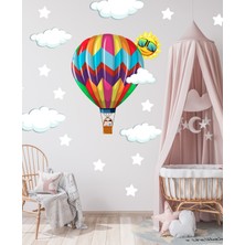 Sticker Sepetim Renkli Uçan Balon Bulutlar ve Yıldızlar Çocuk Odası Çok Amaçlı Duvar Sticker