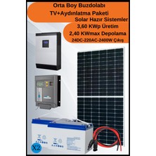 N&D Lighting Orta Boy Buzdolabı+Tv+Aydınlatma Maxi Mono Solar Paket 3,60KWP